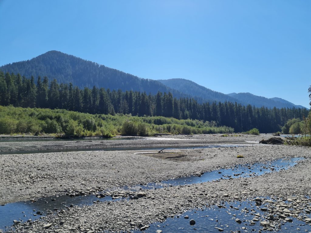 oh River die aan het einde van de zomer bijna helemaal droog staat